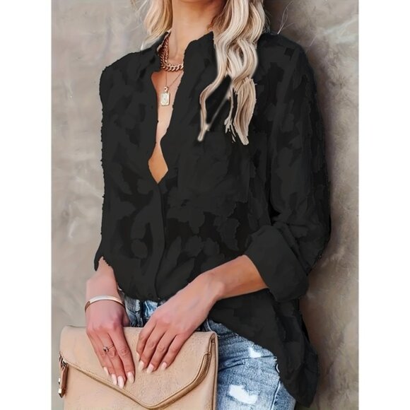 Tops - [Lilac Floral Blouse] Elegant Lilac Floral Print Women's Blouse | Chic Keyhole N